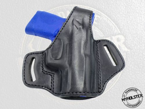 BLACK Smith and Wesson M&P Compact OWB Thumb Break Right Hand Leather Belt Holster