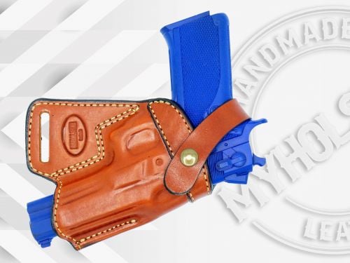Brown / Right Smith & Wesson M&P Pro 5 SOB Small Of the Back Leather Holster