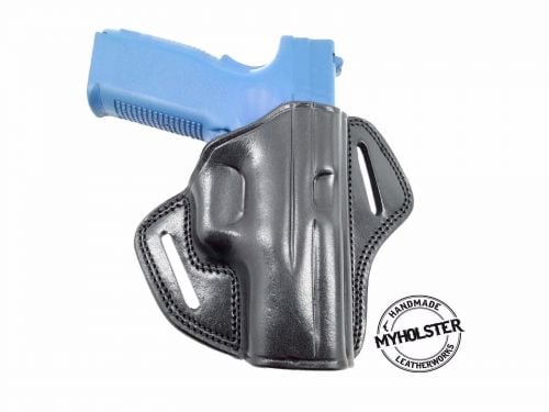 Black Walther PPQ 9mm OWB Open Top Right Hand  Leather Belt Holster