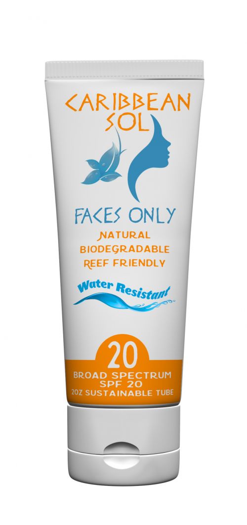 Caribbean Sol FACES ONLY SPF20 Lotion 2oz Mineral Based Using ZINC Oxide