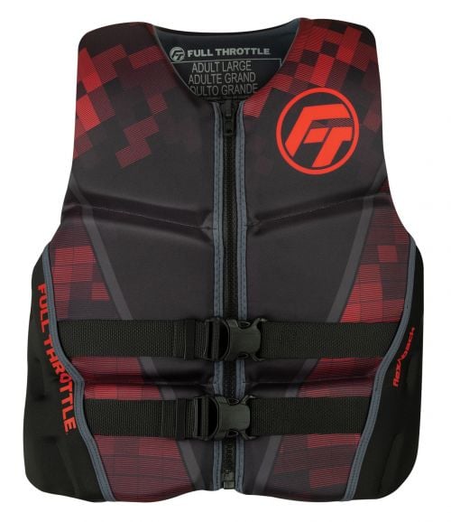 Full Throttle Mens Rapid-Dry Flex-Back Life Jacket, Red, 2XL