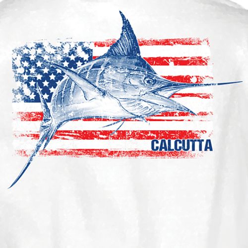 Calcutta Flag Marlin T-Shirt Pocket White 2XL