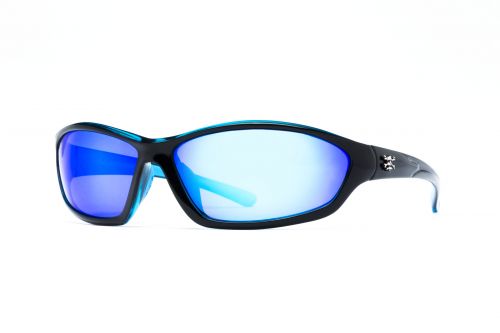 Calcutta Bowman Sunglasses Shiny Black/Blue Mirror w/Blue Back