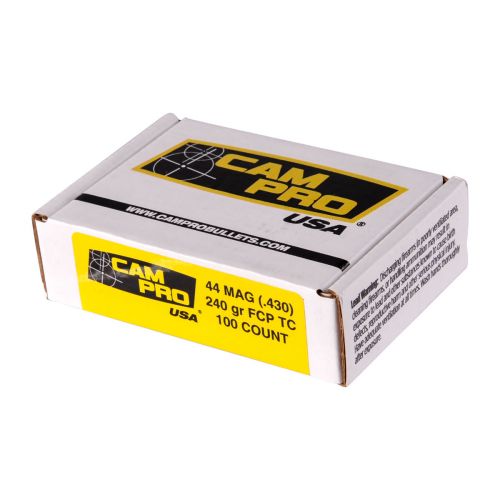 CamPro 44 Cal 240gr Plated Flat Point Bullets 100/Box