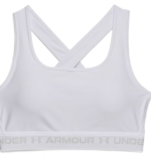 UA Womens Armour Mid Crossback Sports Bra White/Halo Gray 2XL