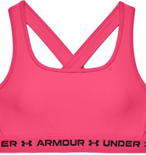 UA Womens Armour Mid Crossback Sports Bra Cerise/Black Small