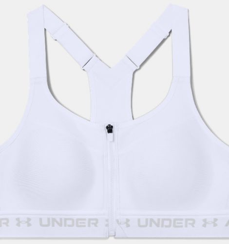 UA Womens Armour High Crossback Zip Sports Bra White/Halo Gray Size 32D
