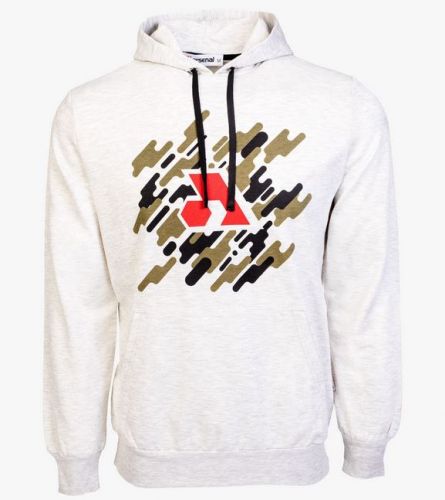 Arsenal XX-Large Beige Cotton-Poly Relaxed Fit Graphic Pullover Hoodie