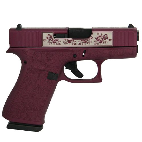Glock 43x Custom Engraved Black Cherry Paisley, 9mm, 3.41 barrel, 10 Rounds
