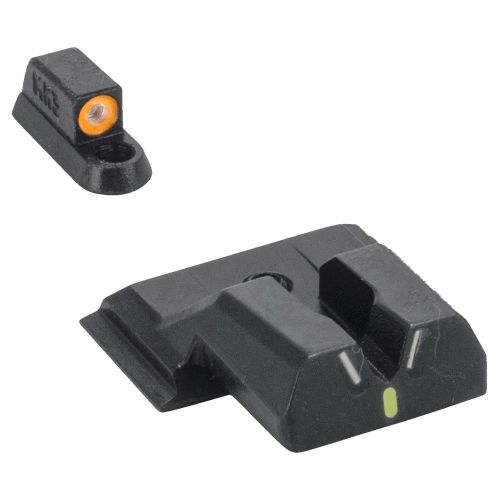 Meprolight Hyper Bright V-Sight Fixed Pistol Set for S&W M&P Shield Green with Orange Front