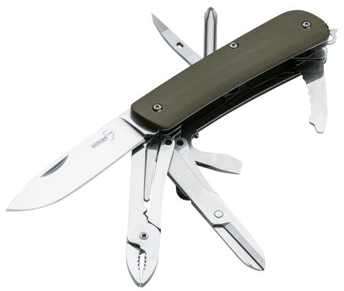 Boker Plus Knife Set 2.75 12C27 Sandvik Hollow Ground G10 Olive Drab