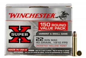 Winchester Ammo X22MH150 Super-X 22 Win Mag 40 GR Jacketed Hollow Point (JHP) 150 Bx/ 3 Cs - 12
