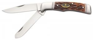 Browning Joint Venture 2" 8Cr13MoV Stainless Steel Drop Point/Spay Point Brown Jigged Bone - 3220012