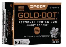 Speer Gold Dot Personal Protection Hollow Point 40 S&W Ammo 180 gr 20 Round Box - 23962GD
