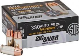 Sig Sauer Elite Performance V-Crown .380 ACP (ACP) 90 GR Jacketed Hollow Point 50 Bx/ 20 Cs