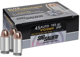 Sig Sauer Elite Performance V-Crown .45 ACP 185 GR Jacketed Hollow Point 50 Bx/ 20 Cs