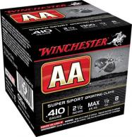 Winchester AA Super Sport 410 Gauge ammo 2.5" 1/2 oz #8 Shot 25 round box - AASC418