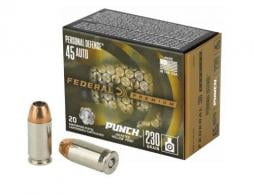 Federal Premium Personal Defense Punch Jacketed Hollow Point 45 ACP Ammo 230gr  20 Round Box - PD45P1