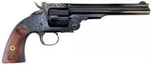 Taylors & Company Top Break Schofield 45 Colt (LC) 6rd 7" Blued Engraved Steel Walnut Grip - 0850E14G16