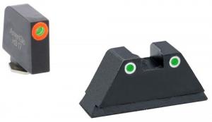 AmeriGlo Tall Suppressor Height Sight XL Tritium Green w/Orange Outline Front Green w/White Outline Rear Black Frame for G