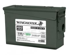 Main product image for Winchester Green Tip Full Metal Jacket 5.56x45mm NATO Ammo 62 gr 420 Round Box