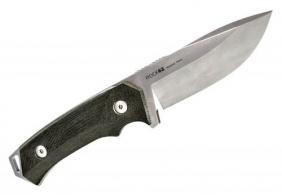 Woox Rock 62 4.25" Fixed Plain Stonewash Sleipner Steel Blade Gray Micarta Handle - BU.KNF001.07