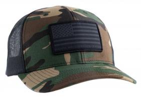 Magpul Standard Woodland Camo Adjustable Snapback OSFA Structured Woven American Flag Patch - MAG1215-964