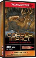 Main product image for Winchester Ammo X308CLF Copper Impact 308 Win 150 gr 2810 fps Copper Extreme Point Lead-Free 20 Bx/10 Cs