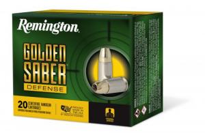 Main product image for Remington Ammunition Golden Saber Defense 9mm 124 gr Brass Jacket Hollow Point (BJHP) 20 Bx/ 25 Cs