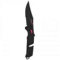 S.O.G Trident AT 3.70" Folding Clip Point Part Serrated Titanium Nitride Cryo D2 Steel Blade GRN Black w/Red Accent