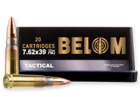 Belom  7.62 x 39mm Ammo 123gr FMJ  brass case 20 Round Box - BELOM762