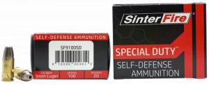 SinterFire Inc SF9100SD Special Duty (SD) 9mm Luger 100 gr Lead Free Frangible Hollow Point 20 Bx/10 Cs - 1161