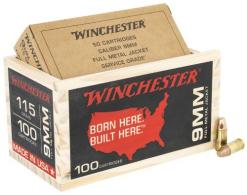 Win. 9mm 115gr FMJ-FN 100 Rounds in Wooden Box