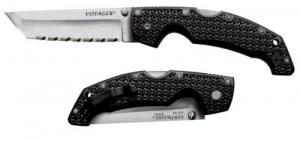 Cold Steel Voyager Large 4" Folding Tanto Serrated Stonewashed AUS-10A SS Blade/5.25" Black Textured Griv-Ex w/Aluminum