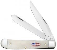Case 14090 Trapper EDC 3.25"/3.27" Folding Clip Point/Spey Plain Mirror Polished Tru-Sharp SS Blade, Smooth Natural Bone Handle - 201