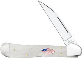Case 14095 CopperLock EDC Folding Clip Point Plain Mirror Polished Tru-Sharp SS Blade, Smooth Natural Bone Handle - 201