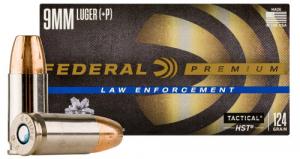 Federal P9HST3 Premium Personal Defense 9mm+P 124gr HST Jacketed Hollow Point 50 Per Box/20 Case - 10