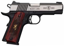 Browning 1911-380 Black Label Medallion Pro Compact 380 ACP, 3.36" Target Crown Barrel, 8 Rounds - 051913492 Browning 1911-380 Black Label Medallion Pro Compact 380 ACP, 3.36" Target Crown Barrel, 8 Rounds - 051913492