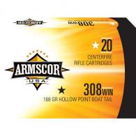 Armscor USA Boat Tail Hollow Point 308 Winchester Ammo 20 Round Box - AC3082N