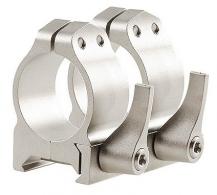 Warne Maxima Vertical Ring Set Quick Detach For Rifle Maxima/Weaver/Picatinny Medium 1" Tube Silver Steel