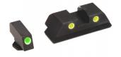 AmeriGlo GL121 Classic 3-Dot Night Sight Set Tritium Green with White Outline Front, Yellow with White Outline Rear Black Frame - GL121
