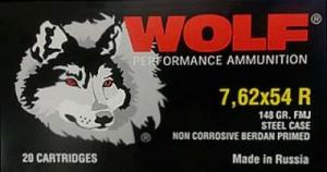 Wolf 7.62x54R 148gr  FMJ  20 rounds - 76254FMJ148