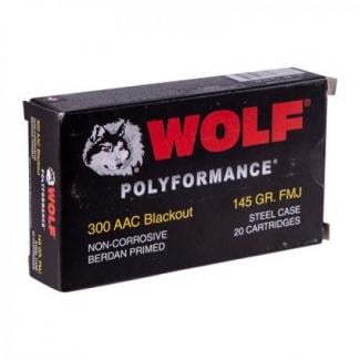 Wolf Polyformance  300 AAC Blackout Ammo 145gr FMJ  20 Round Box - 300AACFMJ