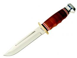 Kabar Fixed Clip Point Blade Knife w/Leather Handle - 1235