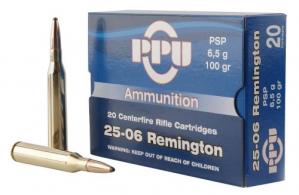 PPU Standard Rifle 25-06 Rem 100 gr Pointed Soft Point  20rd box - PP2506P