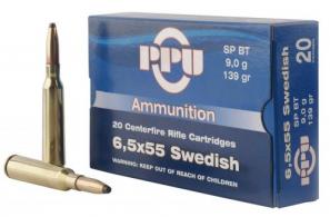 Main product image for PPU Metric Rifle 6.5x55 Swedish 139 gr Soft Point (SP) 20 Bx/ 10 Cs