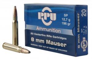 PPU Metric Rifle 8mm Mauser 196 gr Soft Point 20rd box - PP8S