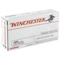 Winchester Jacketed Hollow Point 45 ACP Ammo 230gr 50 Round Box - USA45JHP