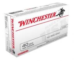 Winchester Full Metal Jacket Flat Nose 40 S&W Ammo 165 gr 50 Round Box - USA40SW