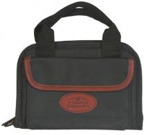 Deluxe Rectangular Pistol Case Black Polyester and Leather Trim